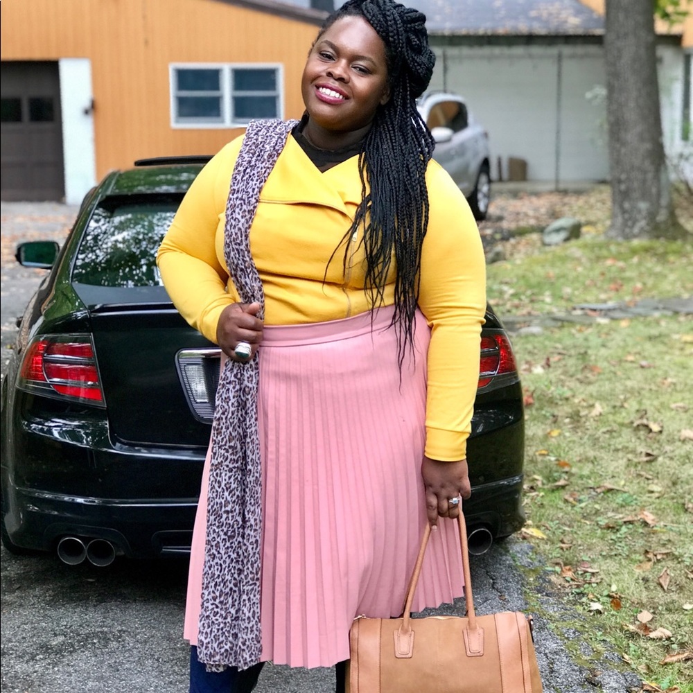 Pink Pleated Faux Leather Skirt - JCPenny NWT